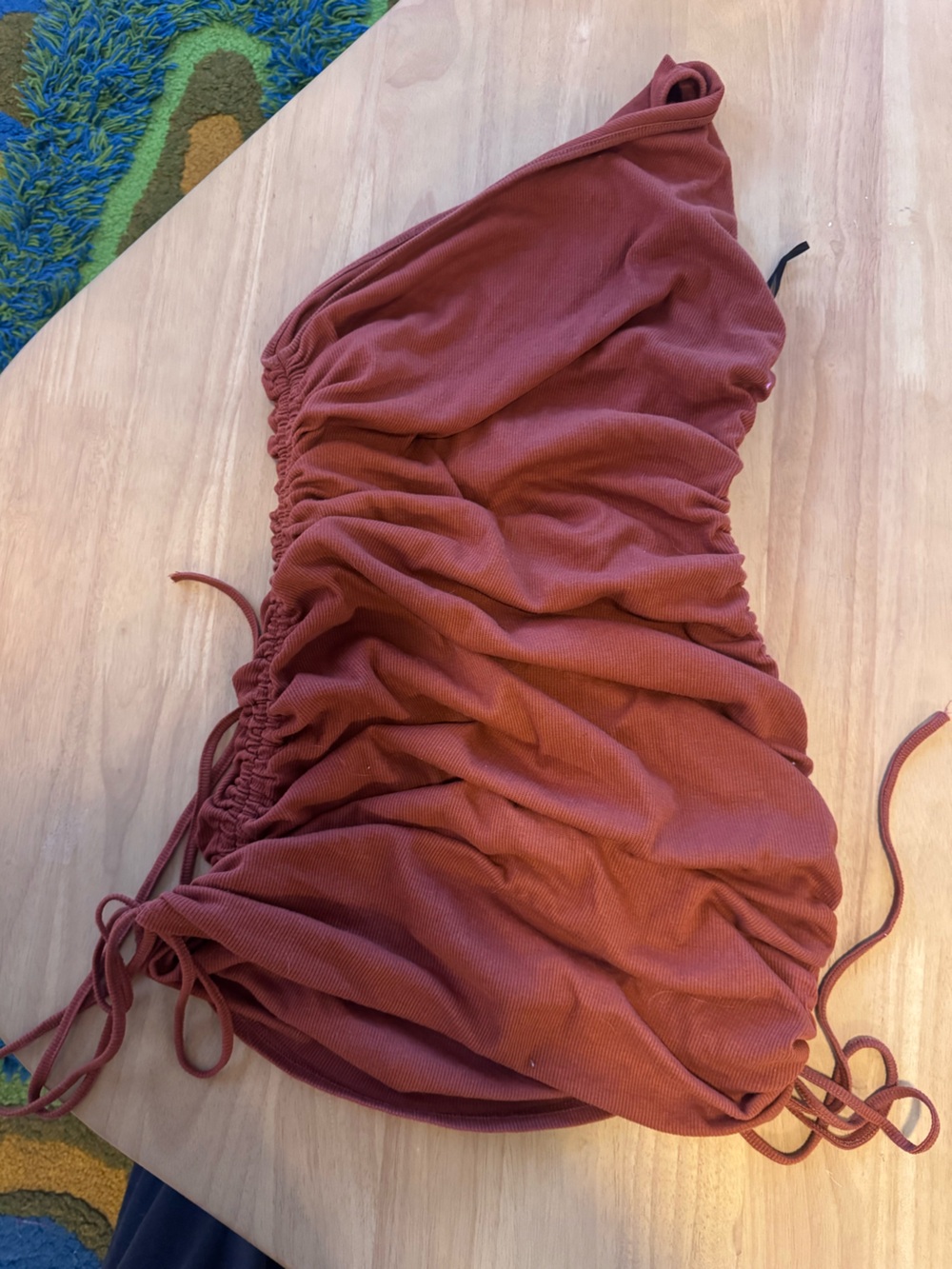 SHEIN Rust Red Ruched Mini Skirt